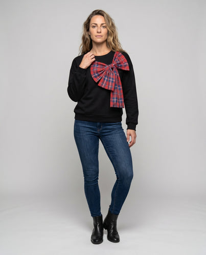 Damen Sweatshirt mit modischem Karoschleifen-Design