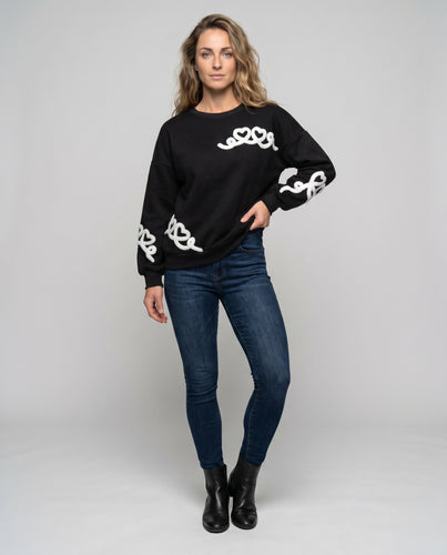 Damen Sweatshirt mit verspieltem Herz-Design und lässigem Schnitt