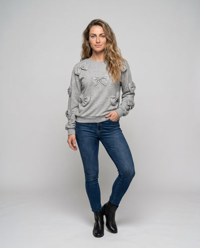 Damen Sweatshirt mit verspielten Schleifen-Design