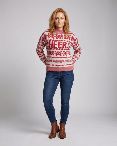 Damen trendiger Strickpullover mit festlichem Muster