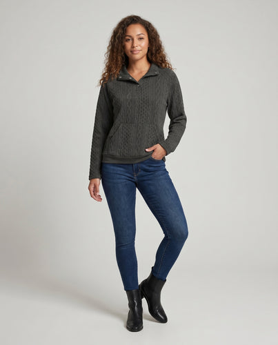 Damen Wärmendes Sweatshirt mit strukturiertem Strickmuster und praktischen Taschen