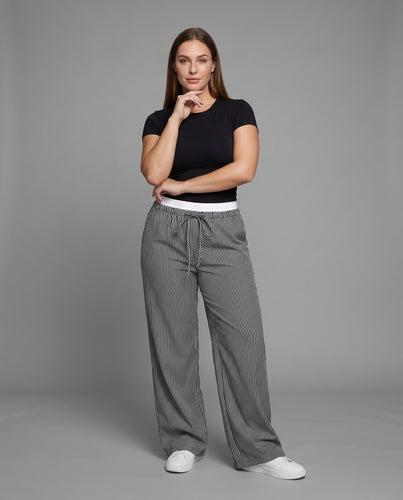 Damen Weite gestreifte Freizeithose