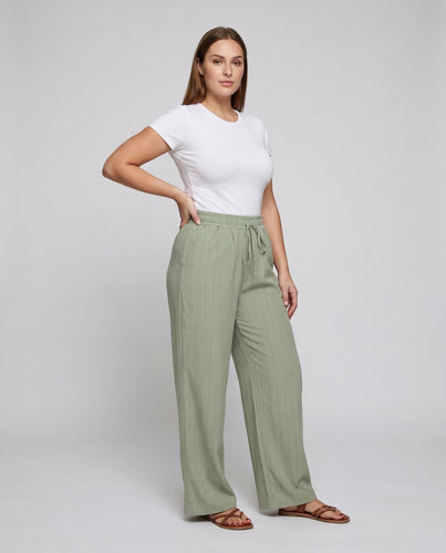 Damen weite Palazzo-Hose mit elastischem Bund und stylischem Streifendesign