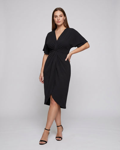 Damen Wickelkleid mit elegante V-Öffnung und lässigen Ärmeln