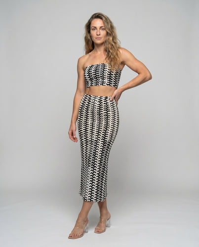 Damen Zweiteiler-Set mit Crop-Top und Midirock
