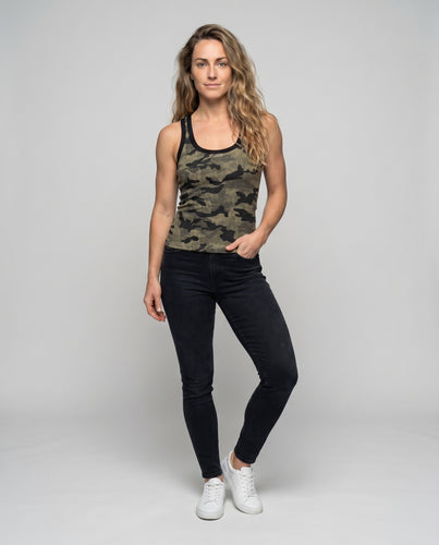 Damen ärmelloses Camo-Top mit seitlicher Schnürung