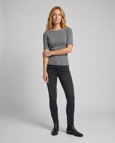 Damen Basic T-Shirt mit lässigem U-Ausschnitt und kurzen Ärmeln
