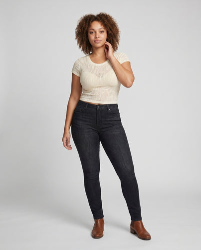 Damen Crop-Top mit feiner Textur und figurbetontem Schnitt