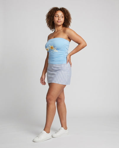 Damen Crop-Top mit floralen Akzenten und figurbetontem Schnitt