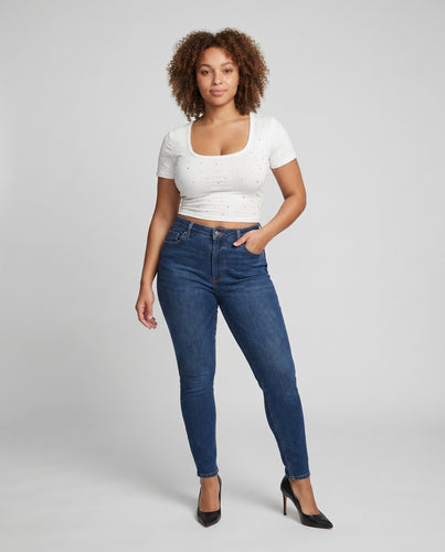 Damen Crop-Top mit funkelnden Pailletten