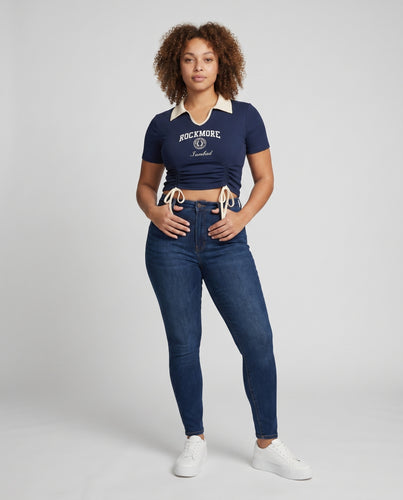 Damen Crop-Top mit lässigem Schnitt und Raffung