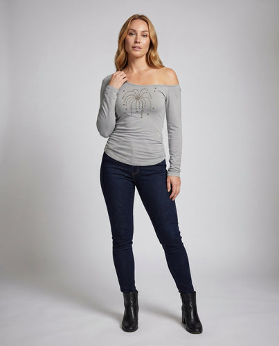Damen Elegantes Longsleeve Oberteil mit Glitzerdetails