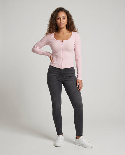 Damen Feinstrickshirt mit quadratischem Ausschnitt und langen Ärmeln