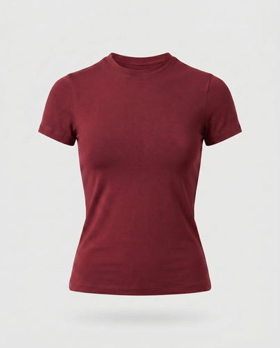 Damen Figurbetontes Kurzarmshirt aus elastischem Jersey