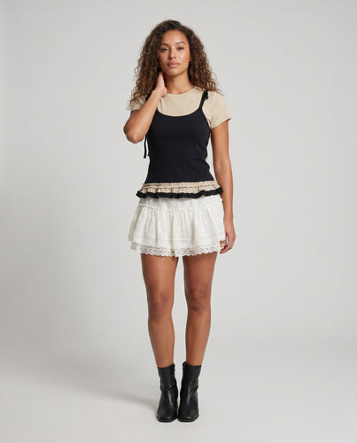 Damen Freizeitkleid mit Lagenlook und Rüschendetails