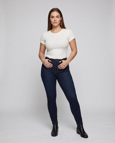 Damen Glitzerndes T-Shirt mit feinem Rippdesign