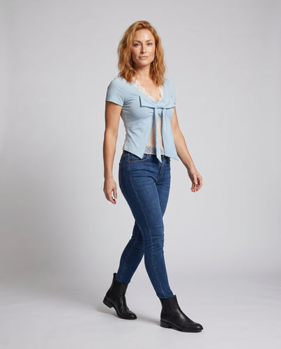 Damen Lace-Up Bluse mit verspieltem Schleifen-Detail