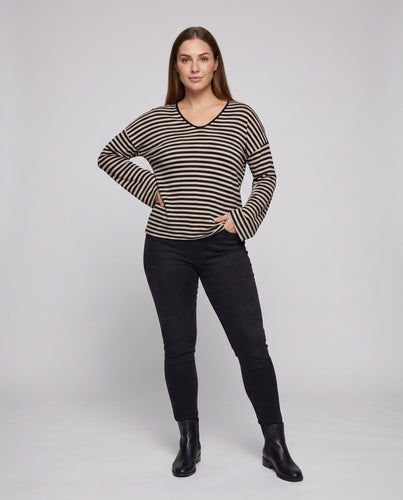 Damen Langarm T-Shirt mit modernem Streifenmuster