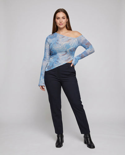 Damen Langärmliges Crop-Top mit asymmetrischem Design