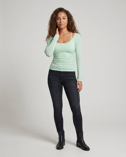Damen Langarmshirt mit raffiniertem Rüschendesign