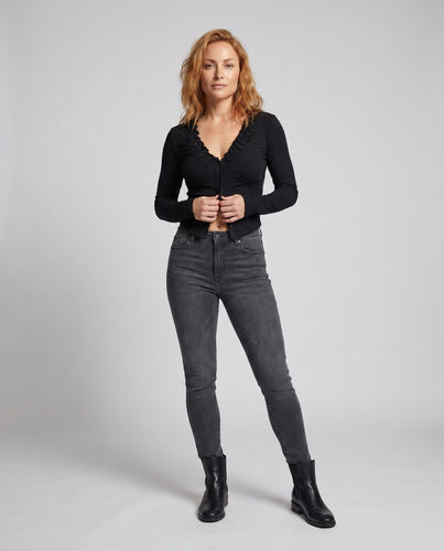 Damen Langarmshirt mit Rüschendetails