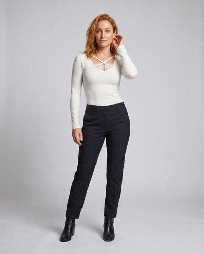Damen Langarmshirt mit Spitzenverzierung