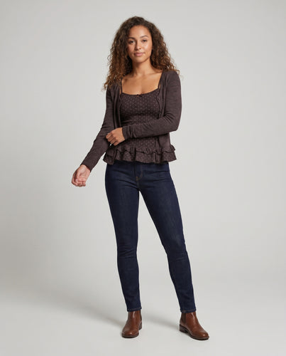 Damen Lässiges Flippiges Top mit Rüschensaum und überlappendem Choker von