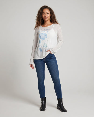 Damen lässiges Longsleeve Shirt mit kreativem Grafikdruck