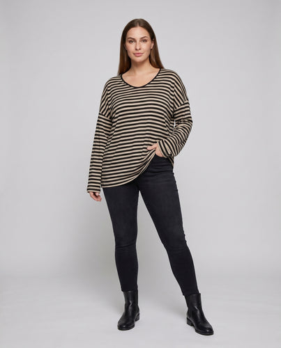 Damen lässiges Oversized-Shirt mit breiten Streifen