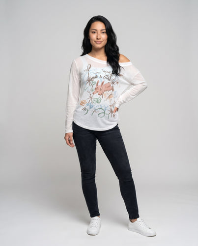 Damen Lässiges T-Shirt mit kreativem Druck und weitem Schnitt