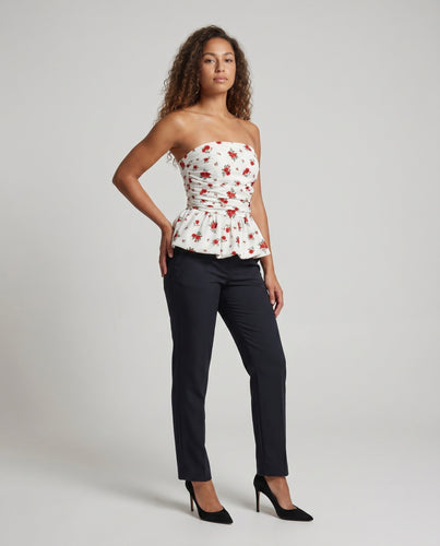 Damen romantische Bluse mit floralem Design und weitem Saum