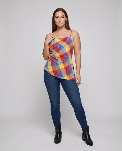 Damen Spannendes Karo-Top mit trägerlosem Design und asymmetrischem Schnitt