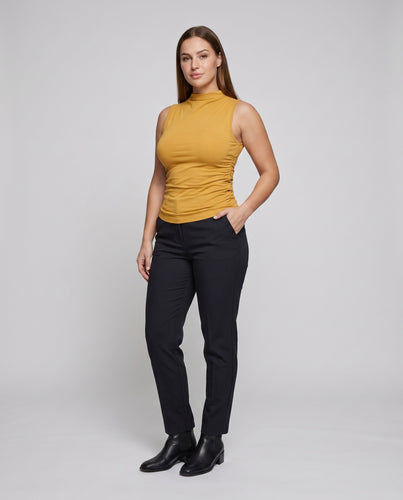 Damen Sportliches Oberteil mit Raffung und modischem Saum