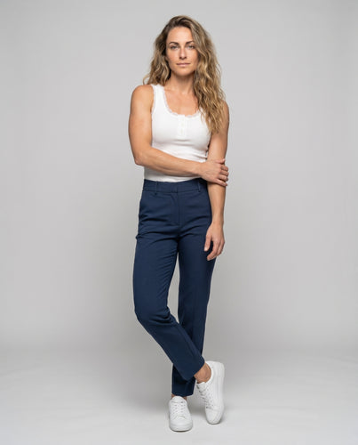 Damen Trägershirt mit dekorativem Spitzenabschluss und Knopfleiste