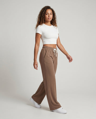Damen Bequeme Jersey-Hose mit elastischem Bund und weitem Bein EB
