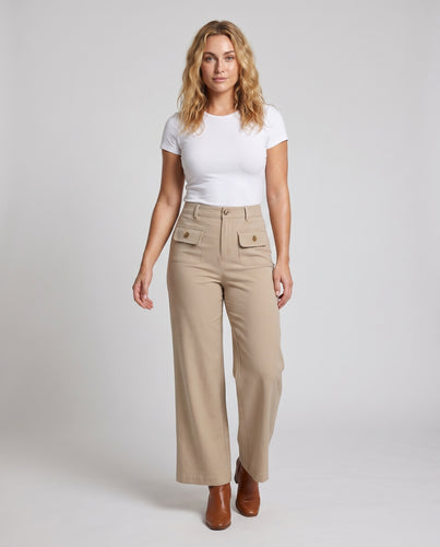 Damen Bequeme, weite Stoffhose mit praktischen Taschen EB