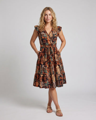 Damen Blumenmuster Wickelkleid mit Rüschen von EB