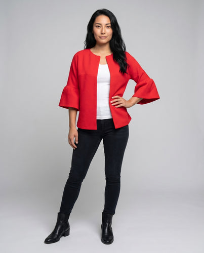 Damen Casual Blazer mit weiten Ärmeln EB