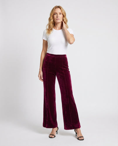 Damen Elegante Samt-Hose mit weitem Bein EB