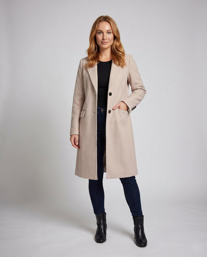 Damen Elegante und moderne Wollmantel mit tailliertem Schnitt EB