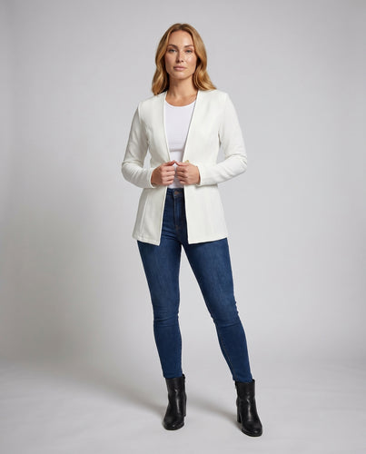 Damen Eleganter Blazer mit schickem Revers und seitlichen Taschen EB