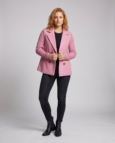 Damen Eleganter und moderner Blazer mit doppelter Knopfleiste und strukturierten Ärmeln EB