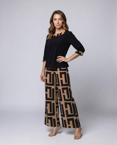 Damen Elegantes Set aus Bluse und weitem Hosen EB