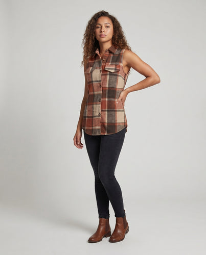 Damen Flanellweste mit Knopfdetails und Taschen EB