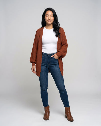 Damen Grober Strickcardigan mit weitem Schnitt und Taschen EB