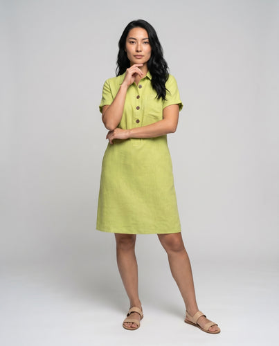 Damen Hemdkleid mit Knopfleiste und Seitentaschen EB