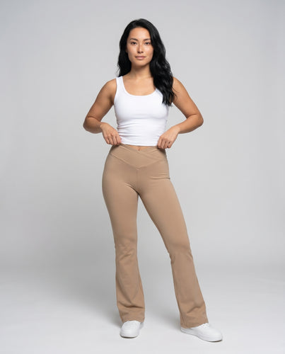 Damen Hochwertige Flared-Leggings mit hohem Bund und Komfortbund EB