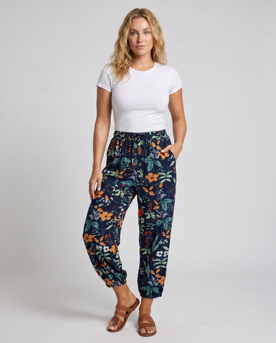 Damen lässige und bequeme Hippie-Hose mit floralem Druck EB