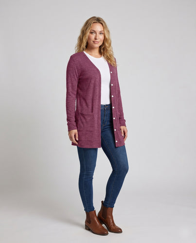 Damen lässiger Strickcardigan mit Taschen EB