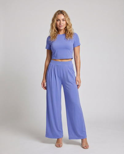 Damen lässiges Crop-Top und weite Hose Set EB